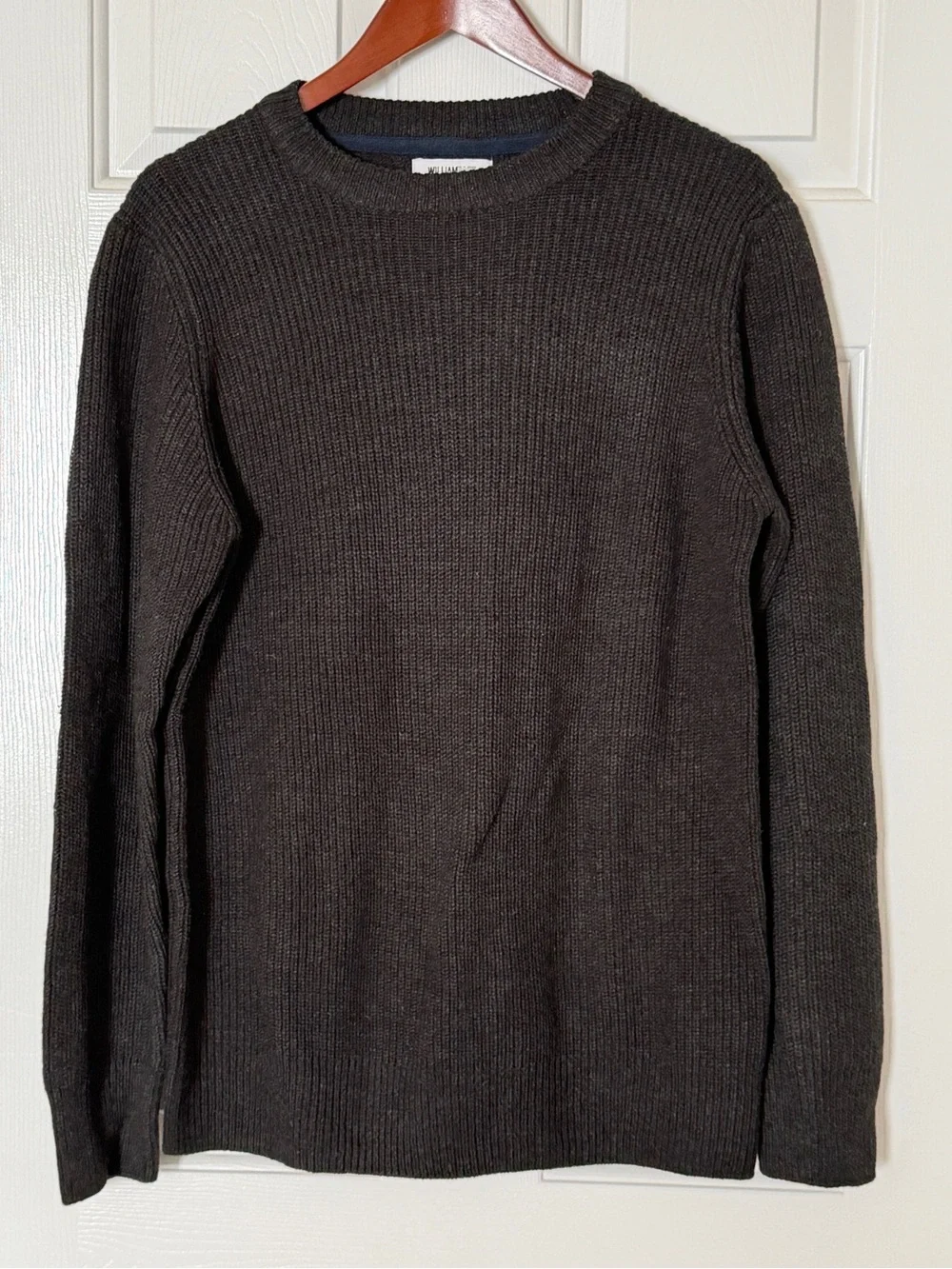 William Rast Ribbed Knit Crewneck Sweater Gray Size Large